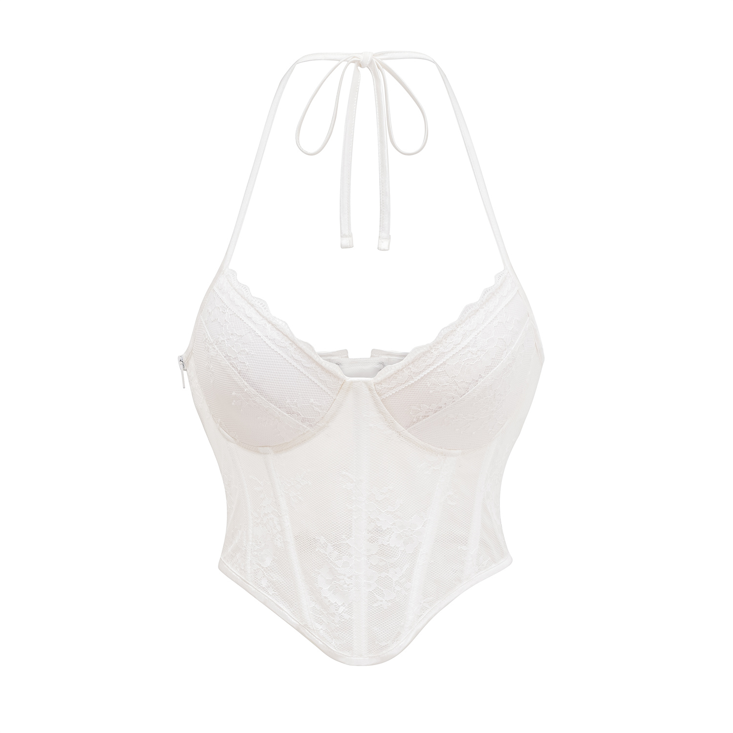 Solid Corset Lace Splicing Halter Top Elegant Women Corset Top